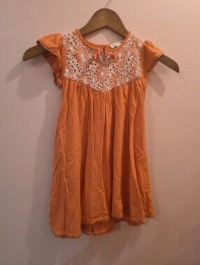 Tucker + Tate Orange Boho Embroidered Girls Dress with Lace Yoke - 4
